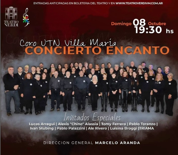 El Coro de la UTN Villa María se presenta en el Teatro Verdi con su "Concierto Encanto"